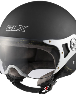 GLX Copter Style Open Face Motorcycle Helmet (Matte Black Small)