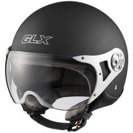 GLX Copter Style Open Face Motorcycle Helmet (Matte Black Small)
